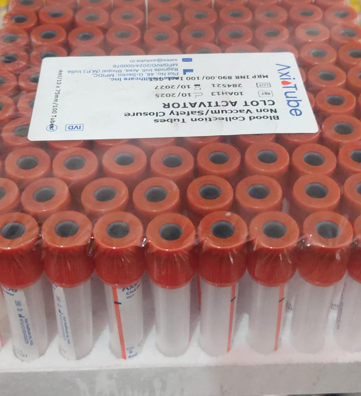 Axies NON VACCUM PLAIN TUBES 100pcs