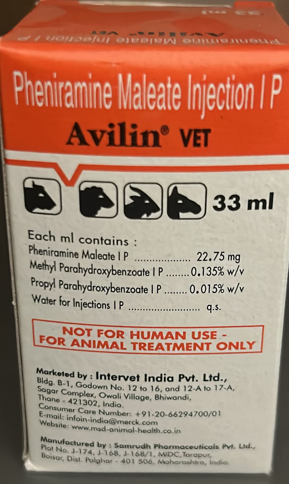 Avillin - Pheniramine 33 Ml vial - MSD - Avil