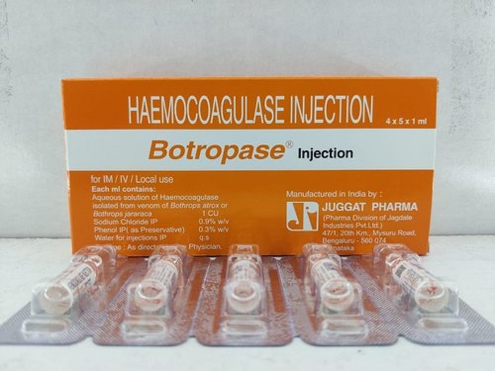 Botropase Injection Hemocoagulase Juggat Pharma (5 Ampoule strip)